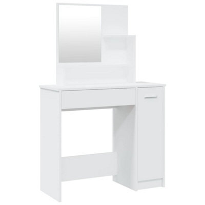 Berkfield Elegant Dressing Table With Mirror White 86.5X35X136 Cm