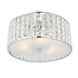 Luminosa Lighting Luminosa Belfont 3 Light Bathroom Flush Ceiling Light Chrome, Clear Crystal Detail Ip44, G9 - thumbnail 1