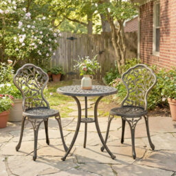 Outsunny Aluminium Bistro Set Garden Coffee Table Chair Outdoor Dining Set - thumbnail 8