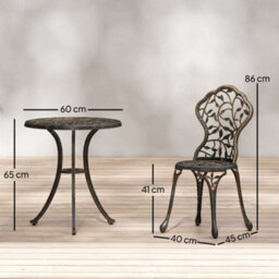 Outsunny Aluminium Bistro Set Garden Coffee Table Chair Outdoor Dining Set - thumbnail 3