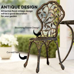 Outsunny Aluminium Bistro Set Garden Coffee Table Chair Outdoor Dining Set - thumbnail 4