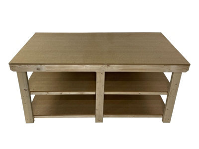Arbor Garden Solutions Workbench Mdf Top, Large Heavy-Duty Table (H-90Cm, D-120Cm, L-240Cm) With Double Shelf - image 1