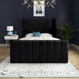 DS Living Oxford Upholstered Soft Touch Plush Black Velvet Bed Frame 5Ft - thumbnail 3