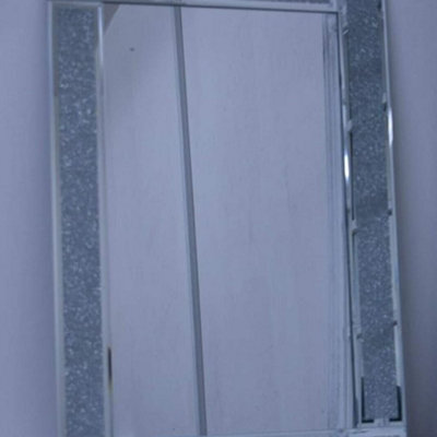 Deenz Sparkle Silver Glitter Wall Mirror Frame Glass Living Room Lounge 40X60Cm The Collection Of Deenz Store