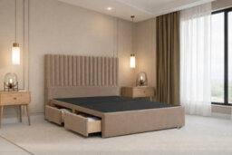 "Nexus Amalfi Plush Divan, Mink, 54"" Headboard, 2 Drawers Same Side, Open Coil Mattress, Double" - thumbnail 4