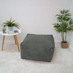 rucomfy Beanbags Rucomfy Indoor Large Ottoman Pouffe - Jumbo Cord Grey Bean Bag Footstool - thumbnail 2