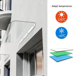 Breeins Transparent Waterproof Front Door Canopy Outdoor Awning Window Garden Canopy Patio Porch Awning Rain Shelter Cover 200Cm W - thumbnail 5