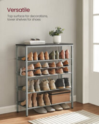 LEDREM Shoe Rack, 5-Tier Shoe Storage With Shelves And Large Top, Adjustable Mesh Shelves,charcoal Grey And Metallic Silver - thumbnail 5