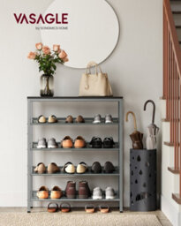 LEDREM Shoe Rack, 5-Tier Shoe Storage With Shelves And Large Top, Adjustable Mesh Shelves,charcoal Grey And Metallic Silver - thumbnail 3