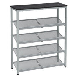LEDREM Shoe Rack, 5-Tier Shoe Storage With Shelves And Large Top, Adjustable Mesh Shelves,charcoal Grey And Metallic Silver - thumbnail 2