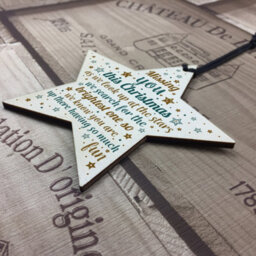 Red Ocean Missing You This Christmas Wooden Star Tree Memorial Decoration Ornament Gift - thumbnail 4