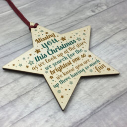 Red Ocean Missing You This Christmas Wooden Star Tree Memorial Decoration Ornament Gift - thumbnail 3