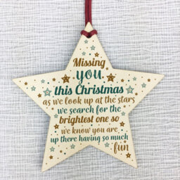 Red Ocean Missing You This Christmas Wooden Star Tree Memorial Decoration Ornament Gift - thumbnail 5