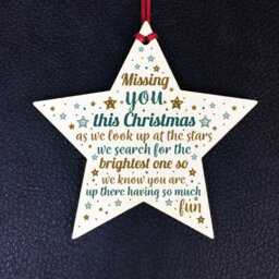 Red Ocean Missing You This Christmas Wooden Star Tree Memorial Decoration Ornament Gift - thumbnail 2