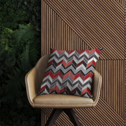 Warren Reed Designer Red Grey Geometric Pattern Outdoor Cushion 45Cm X 45Cm - thumbnail 2