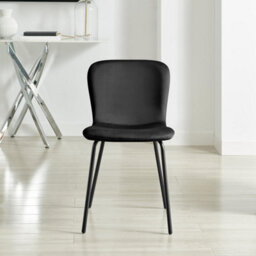 Furniturebox Set Of 2 Dining Chairs - Asti Modern Dining Chairs - Black Velvet Black Leg Dining Chairs - Kitchen Dining Room Chairs - thumbnail 5