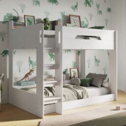 Flair Gravity Low Bunk Bed With Shelves - White - thumbnail 1