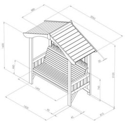 Tenby Arbour Wooden Garden Seat Bench Shelter By Zest Outdoor Living - thumbnail 6