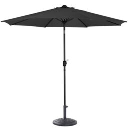 Living And Home 3M Large Rotating Garden Parasol Outdoor Beach Umbrella Patio Sun Shade Crank Tilt With Black Base, Black - thumbnail 3