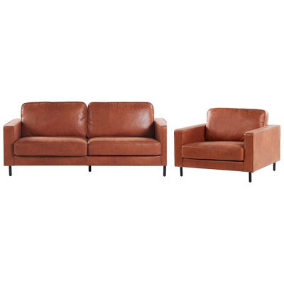 Beliani Living Room Set 4 Seater Savalen Faux Leather Golden Brown - image 1