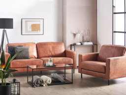 Beliani Living Room Set 4 Seater Savalen Faux Leather Golden Brown - thumbnail 2