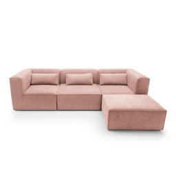 Abakus Direct Doris Modular Corner Sofa In Pink Cord Chenille - thumbnail 3