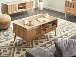 Beliani Coffee Table Lynwood Light Brown With Storage - thumbnail 2