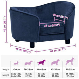 Vidaxl Dog Sofa Blue 69X49X40 Cm Plush - thumbnail 3