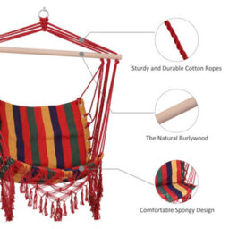 Outsunny Hammock Chair Swing Colourful Striped Seat Porch Indoor Outdoor Hanging - thumbnail 7