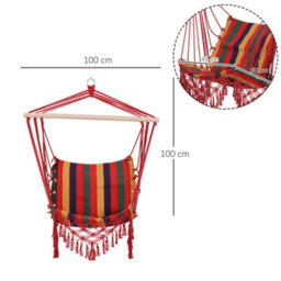 Outsunny Hammock Chair Swing Colourful Striped Seat Porch Indoor Outdoor Hanging - thumbnail 3