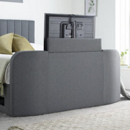 Onelife Seal Grey Upholstered Tv Ottoman Double Bed Frame - thumbnail 3