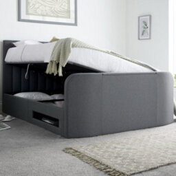 Onelife Seal Grey Upholstered Tv Ottoman Double Bed Frame - thumbnail 2