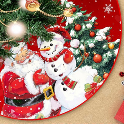Amorly 36Inch Christmas Tree Skirt, Santa Claus Snowman Printed Plush Tree Base Mat For Indoor Xmas Home And Holiday Party Decor - image 1