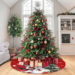 Amorly 36Inch Christmas Tree Skirt, Santa Claus Snowman Printed Plush Tree Base Mat For Indoor Xmas Home And Holiday Party Decor - thumbnail 4