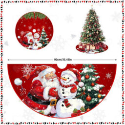 Amorly 36Inch Christmas Tree Skirt, Santa Claus Snowman Printed Plush Tree Base Mat For Indoor Xmas Home And Holiday Party Decor - thumbnail 2