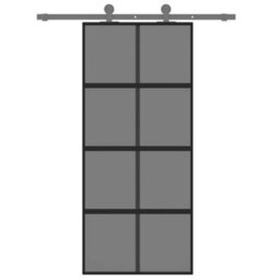 Berkfield Modern Sliding Door Black 90X205 Cm Tempered Glass And Aluminium - thumbnail 3