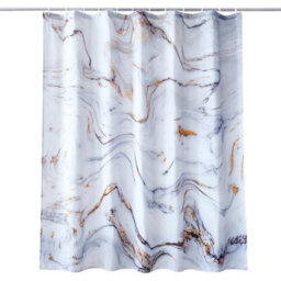 Neel Blue Marble Shower Curtain, White & Grey Polyester Fabric Bathroom Curtain With 12 Hooks - 180X200Cm - thumbnail 7