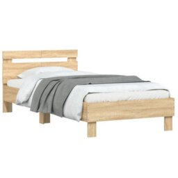 Berkfield Bed Frame Without Mattress With Headboard Sonoma Oak 100X200 Cm - thumbnail 4