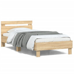 Berkfield Bed Frame Without Mattress With Headboard Sonoma Oak 100X200 Cm - thumbnail 2