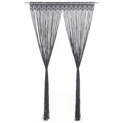 Berkfield Macrame Curtain Anthracite 140X240 Cm Cotton - image 1