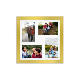 AK Frames 12X12 Gold Modern Multi Photo Frame With White Mount - Holds 4 Apertures (4X) 6X4 Photos - thumbnail 1