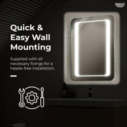 Ibathuk Halo Wall Mounted Led Illuminated Bathroom Mirror, Modern Rectangular Battery Powered Mirror With White Light, 500X700mm - thumbnail 4