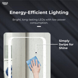 Ibathuk Halo Wall Mounted Led Illuminated Bathroom Mirror, Modern Rectangular Battery Powered Mirror With White Light, 500X700mm - thumbnail 5