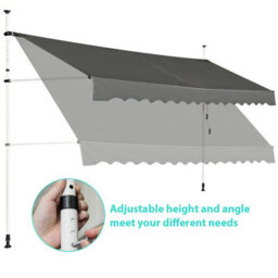 Costway 4M Telescopic Canopy Retractable Adjustable Outdoor Clamp Awning Sun Shelter - thumbnail 8