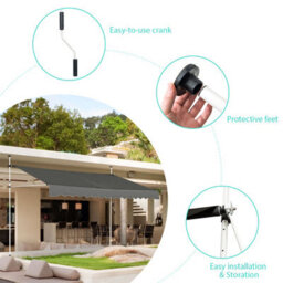 Costway 4M Telescopic Canopy Retractable Adjustable Outdoor Clamp Awning Sun Shelter - thumbnail 9