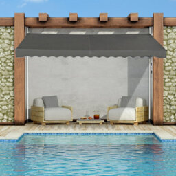 Costway 4M Telescopic Canopy Retractable Adjustable Outdoor Clamp Awning Sun Shelter - thumbnail 4