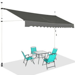 Costway 4M Telescopic Canopy Retractable Adjustable Outdoor Clamp Awning Sun Shelter - thumbnail 1