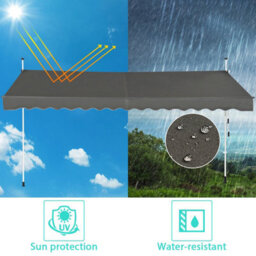 Costway 4M Telescopic Canopy Retractable Adjustable Outdoor Clamp Awning Sun Shelter - thumbnail 6