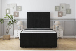 "Sloomy Harrington Black Plush Bed Frame With Mattress With 50"" Upholstered Headboard 3' Single" - thumbnail 1
