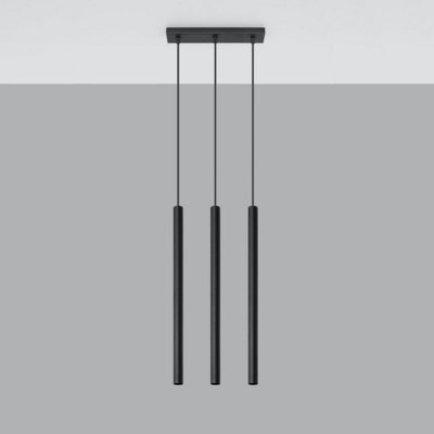 Sollux Lighting Pastelo Steel Black 3 Light Classic Pendant Ceiling Light - image 1